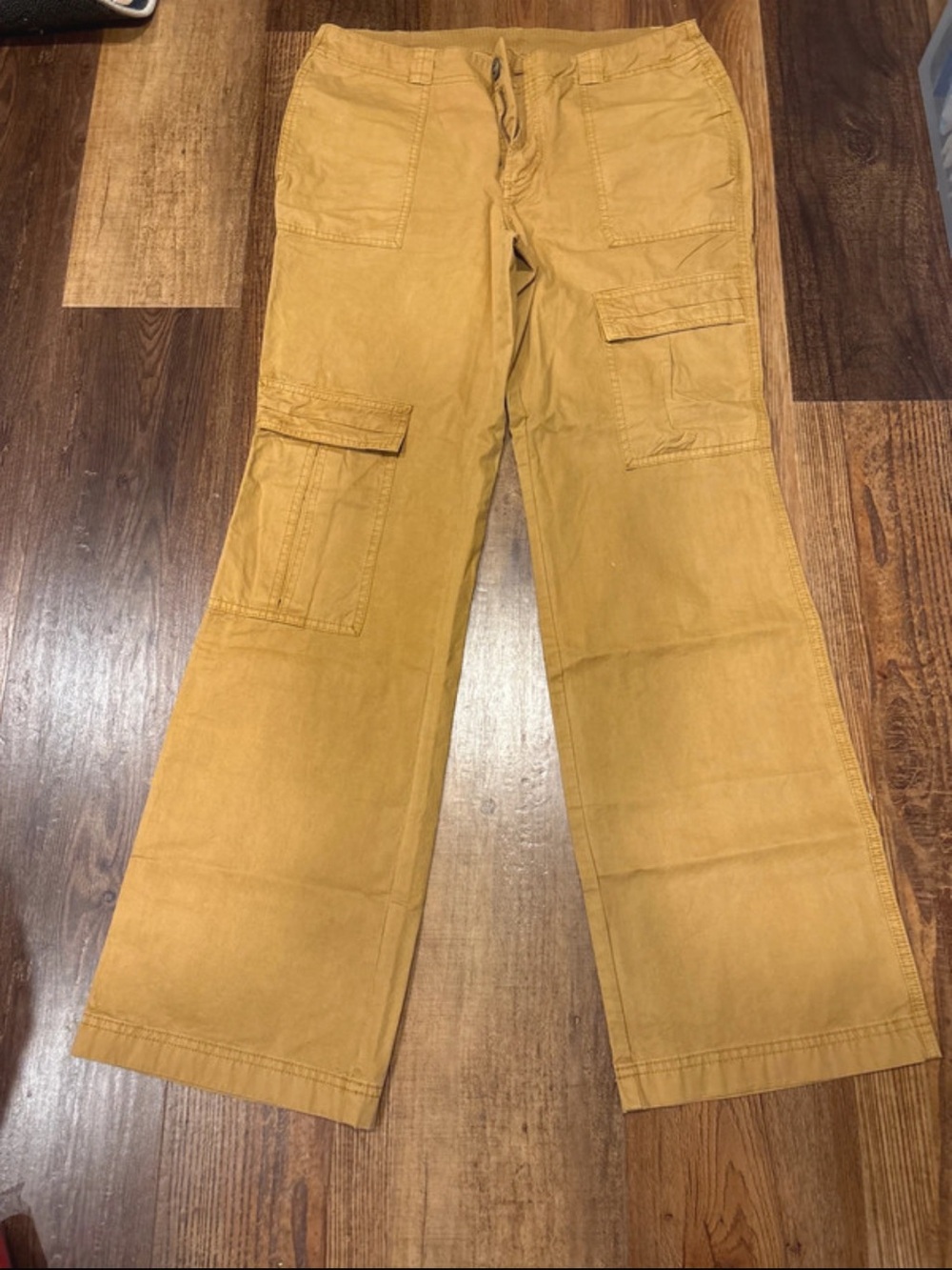 Free People Straight-Leg Cargo Pants in Mustard